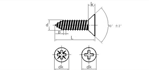 Specifications of Countersunk HD Self Tapping Screw