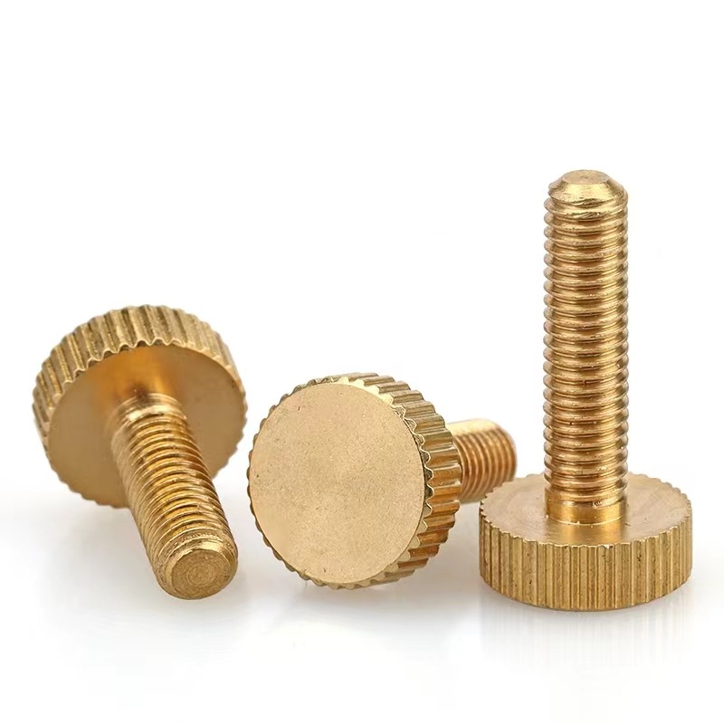 Brass flat knurled head screw