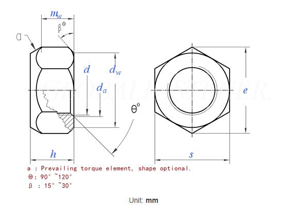 specifications of hexagon nuts with single piece metal
