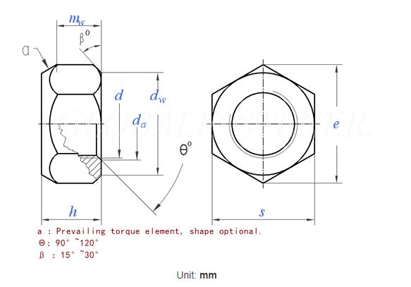 specifications of hexagon nuts with single piece metal