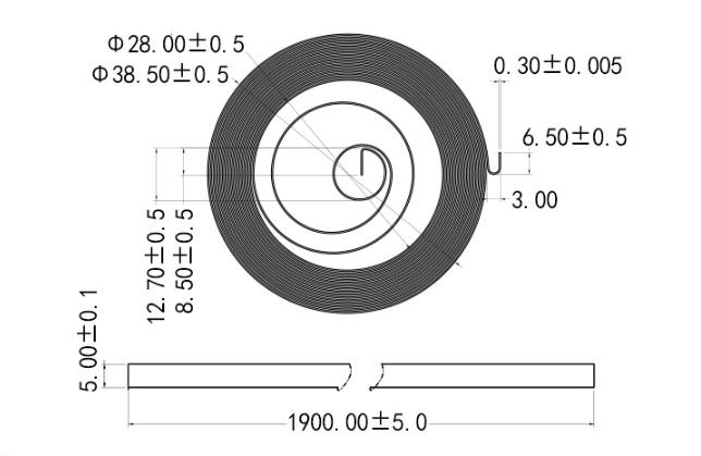 Specifications of s-shaped coil spring