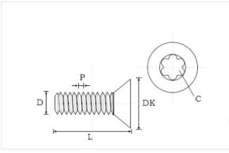 specifications of countersunk head torx screws