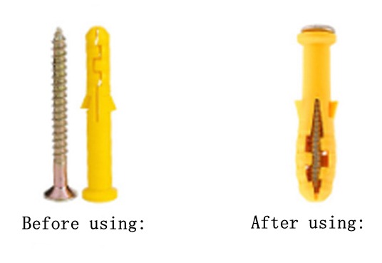 comparison between before using a screw anchor and after using a screw anchor