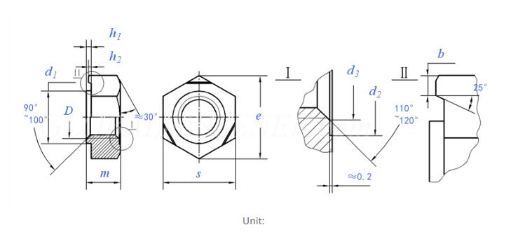 Specifications of Hexagonal Weld Nuts