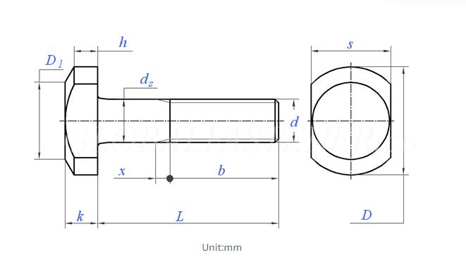 specifications of T-slot bolt