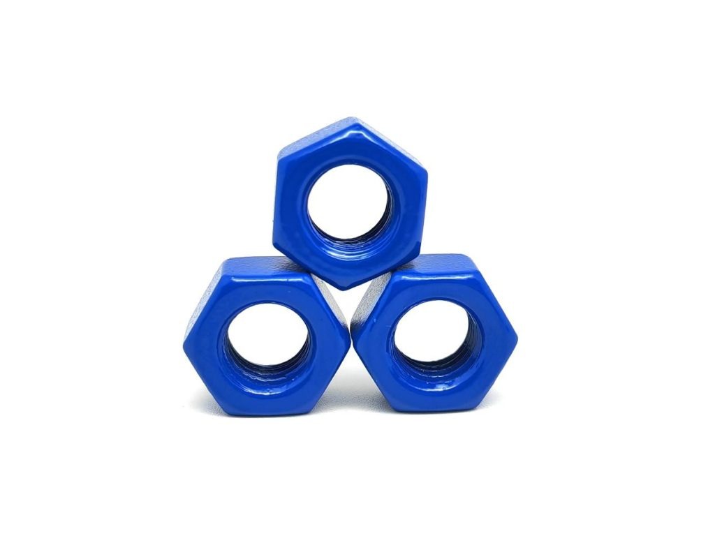 blue hexagon nuts