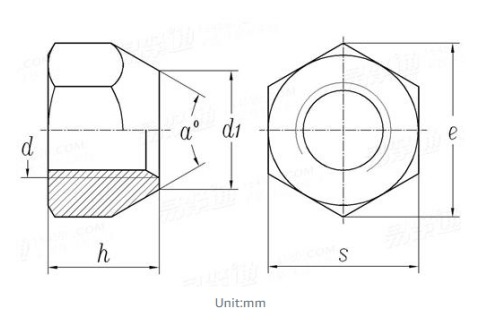 specifications of conical nut