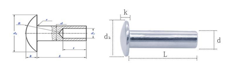 Specification of Mushroom Head Semi-hollow Rivet