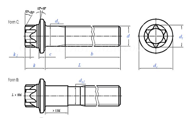Specifications of torx head flange machine bolt