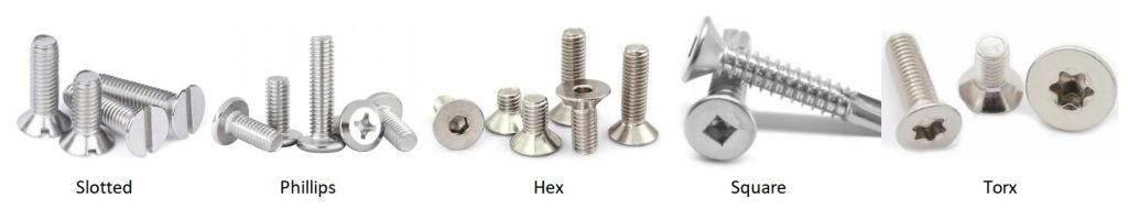 Different types of Stainless Steel Flat Head Screw