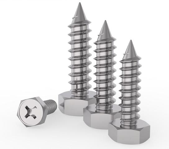 Cross Recessed Hexagon Head Tapping Screws With Indentation