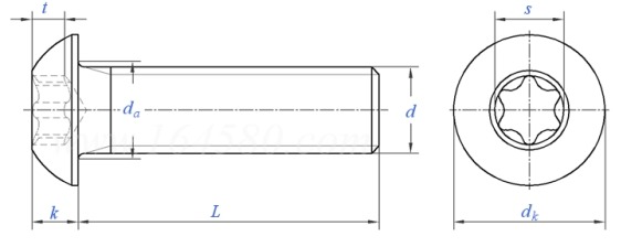 Specifications of Torx Button Head Screw with Washer