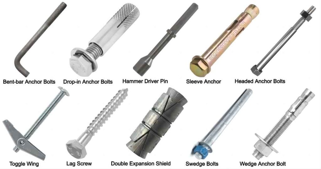 type of anchor bolts