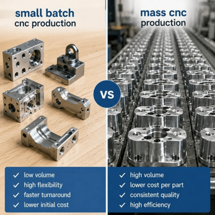 Small Batch vs. Mass Production of CNC Parts