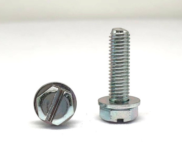 Zinc Plated Hex Head Slotted Washer Assembly Screws